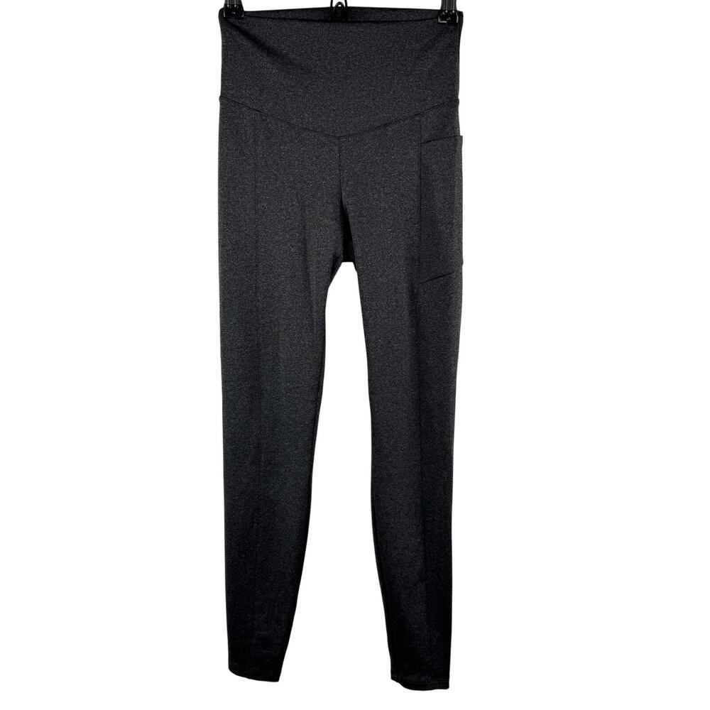 WITH Wear It To Heart Gray Shimmer Leggings High-Waisted Split Leg Pull-On S